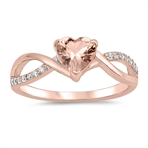 Rose Gold Plated Heart Morganite Ring