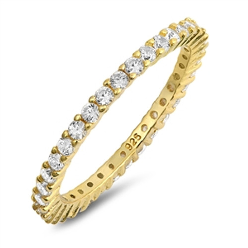 Silver Gold Plated Cz  Eternity Band