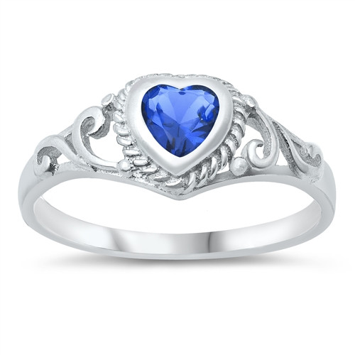 Sterling Silver Colored Heart Ring