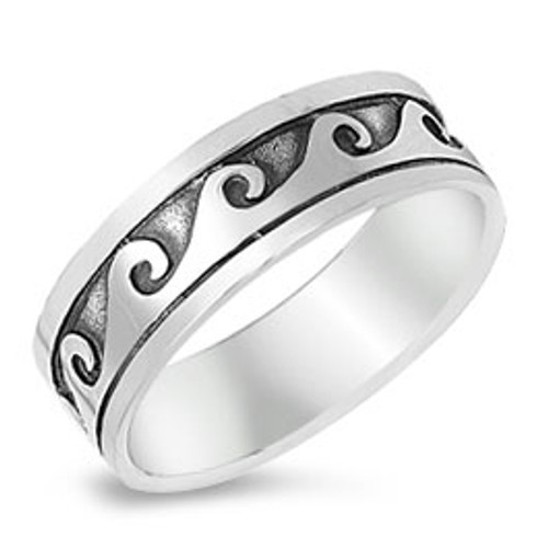 Silver Ring - Waves Ring Sterling Silver Ring - 925