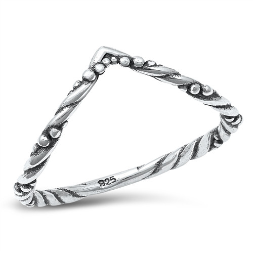 Silver Braided Chevron Ring