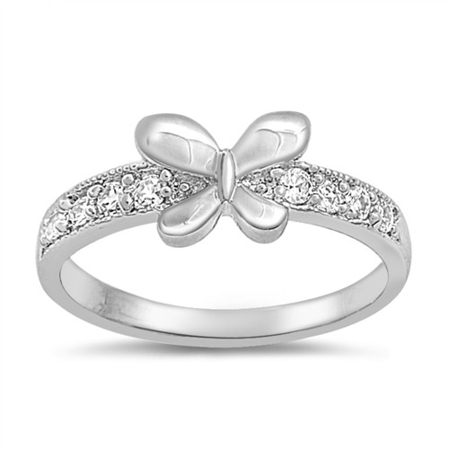 Silver CZ Baby Ring - Butterfly