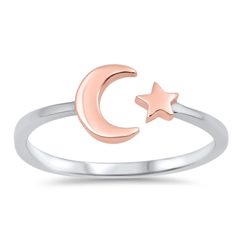 Silver Ring - Moon & Star