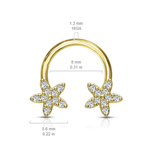 CZ Flower Ends 316L Surgical Steel Circular, Horseshoe