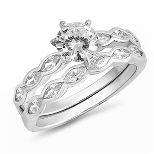 Silver CZ - Wedding Set