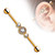 Triple Round CZ Center 316L Surgical Steel Industrial Barbells