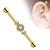 Triple Round CZ Center 316L Surgical Steel Industrial Barbells