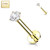 14K Gold Threadless Push-in Labret, Flat Back Studs With Prong Set CZ Top for Cartilage, Monroe and More