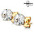 Pair of Gold IP 316L Stainless Steel Stud Earring with Round Clear CZ