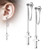 Pair of 316L Surgical Steel Ball Stud Earrings with Chain Link and Cross Dangling