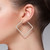 Pair of Wave Pattern Square Diamond Shaped 316L Stainless Steel Hoop Earrings