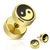 Yin Yang with Black Inlay Fake Plug Gold IP Over 316L Surgical Steel