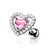 316L Surgical Steel Cartilage Barbell Studs with Heart Shaped Micro CZ and Pink Center CZ