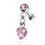 Crystal Set Ball with Prong Set Heart CZ Dangle 316L Surgical Steel Cartilage, Tragus Barbell Studs