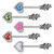 Opal Glitter Heart CZ Paved Outline Arrow with Feather End 316L Surgical Steel Nipple Barbell Rings