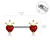 Heart CZ with Crown 316L Surgical Steel Barbell Nipple Rings