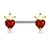 Heart CZ with Crown 316L Surgical Steel Barbell Nipple Rings