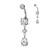 Tear Drop CZ Dangle 316L Surgical Steel Belly Button Navel Ring