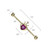 Gold PVD Over 316L Surgical Steel Industrial Barbell With Crown and Pink Gem Heart