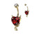 316L Surgical Steel CZ Heart With Devil Horns and Tail Belly Button Ring