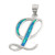 Blue Lab Opal Silver Initial Pendant