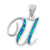 Blue Lab Opal Silver Initial Pendant