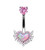 8 Piece Pink Heart Opal W/ Wings Body Jewelry Set