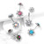 Colored Gem Petals Antique Flower with Internally Threaded Flower Navel Rings