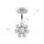 Colored Gem Petals Antique Flower with Internally Threaded Flower Navel Rings