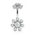 Colored Gem Petals Antique Flower with Internally Threaded Flower Navel Rings