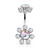Colored Gem Petals Antique Flower with Internally Threaded Flower Navel Rings