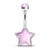 Star Stone Illuminating Stone Surgical Steel Belly Button Navel