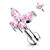CZ Butterfly Top on Internally Threaded 316L Flat Back Studs for Labret