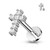 Paved Round CZ Cross Top on Internally Threaded 316L Surgical Steel Flat