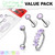 4 Pcs Illuminating Stone Labret Studs,  Hoop 316L l Ear Cartilage Mix Value Pack