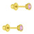 925 Sterling Silver Gold Plated Pink CZ Screw Back Baby Girl Earring