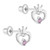 925 Sterling Silver Pink CZ Open Heart Crown Screw Back Earrings Toddlers Babies