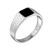 Sterling Silver 925 Rhodium Plated Black Enamel Jubilee Design Shank Ring