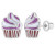 925 Sterling Silver Pink and White Enamel Cupcake Screw Back Earrings For Young Girls and Pre-Teens 11mm