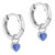 925 Sterling Silver Petite Cubic Zirconia Birthstone Heart Charm Hoop Earrings For Girls 12mm