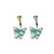 Abalone Shell Covered Butterfly 316L Surgical Steel Belly Button Ring