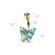 Abalone Shell Covered Butterfly 316L Surgical Steel Belly Button Ring