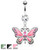 3 Butterfly Dangle with Gems 316L Surgical Steel Navel Ring