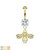 Bee with AB Crystal Paved Wings Dangle Double Jeweled 316L Surgical Steel Belly Button Navel Rings