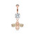 Bee with AB Crystal Paved Wings Dangle Double Jeweled 316L Surgical Steel Belly Button Navel Rings