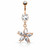 3Flower w/ CZ Shard Petals Dangle Navel Ring