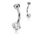 Heart CZ Prong Set Navel Ring 100% 316L Surgical Steel