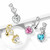 Set Triple Heart Vertical Drop with Large Heart CZ Bottom Heart Top Drop 316L Surgical Steel Belly Button Rings