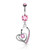 CZ Centered Double Heart with Micro Pave CZ Dangle 316L Surgical Steel Belly Button Navel Rings