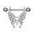 Marquise Crystal Center Crystal Paved Butterfly 316L Surgical Steel Barbell Nipple Rings